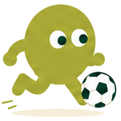 Pip the mascot running with a soccer ball